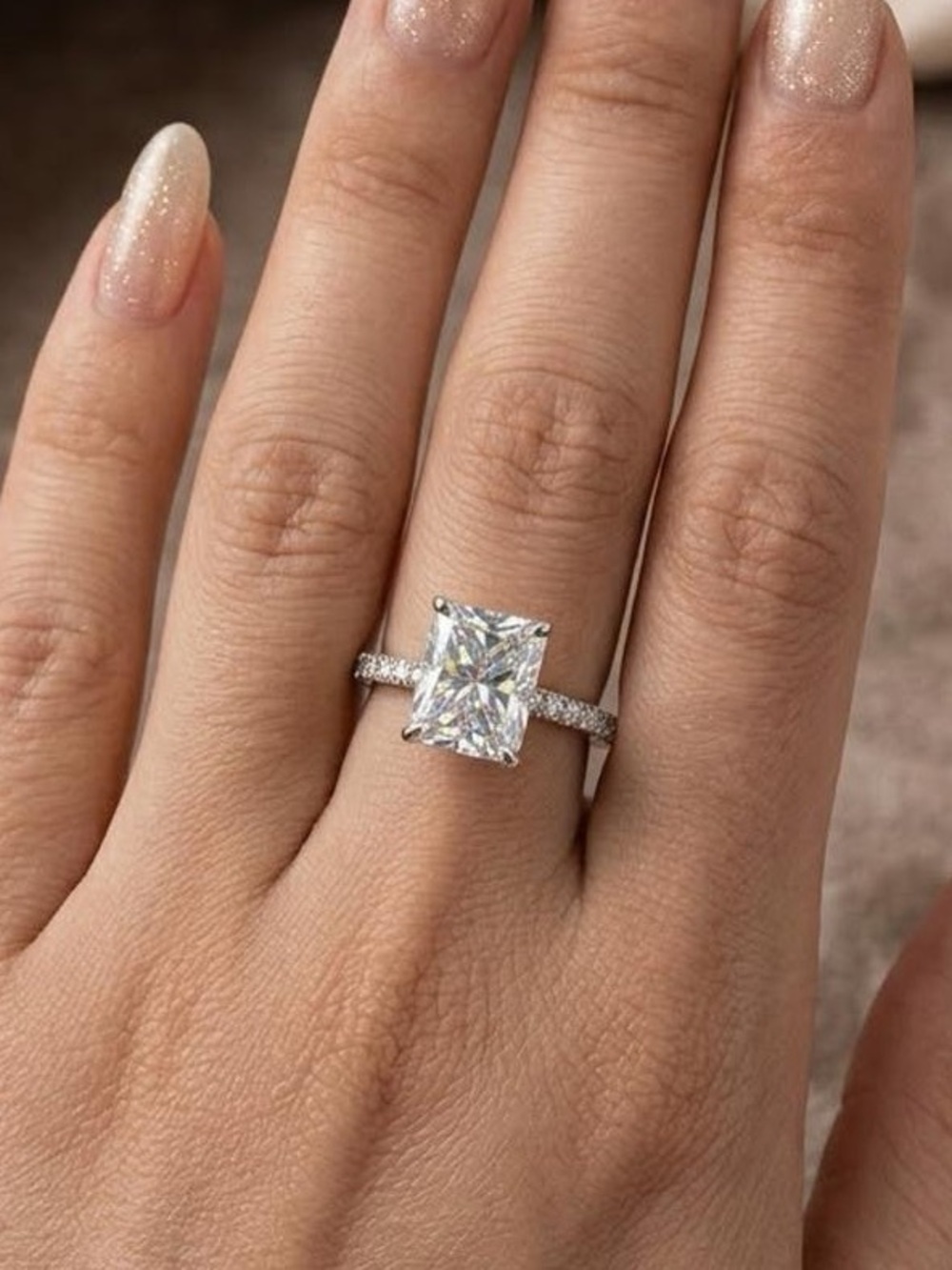 Radiant Cut 4CT Zircons Engagement Ring Promise Vacation Ring US Size 6